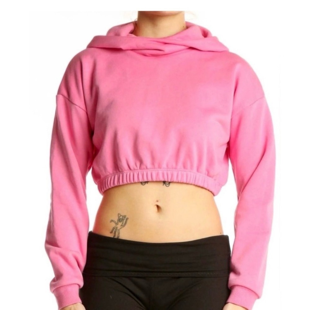 Naked Wardrobe Hoodie Women Medium Pink Excellent Cropped NW-T0642
